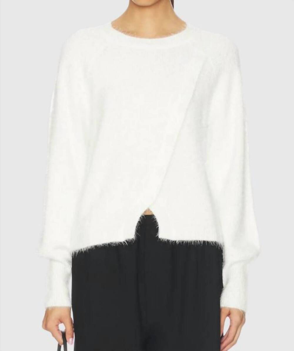 NEW BOBI diagnal placket raglan sweater in soft white